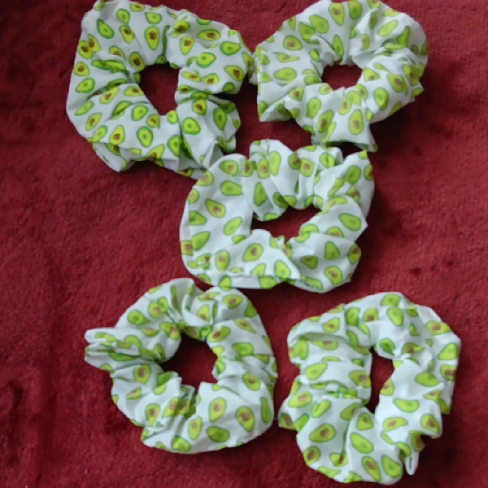 Avocado Print Scrunchies - Set of 5